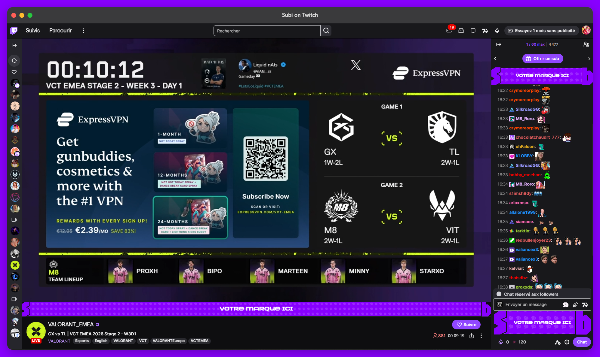 Subi ads on Twitch